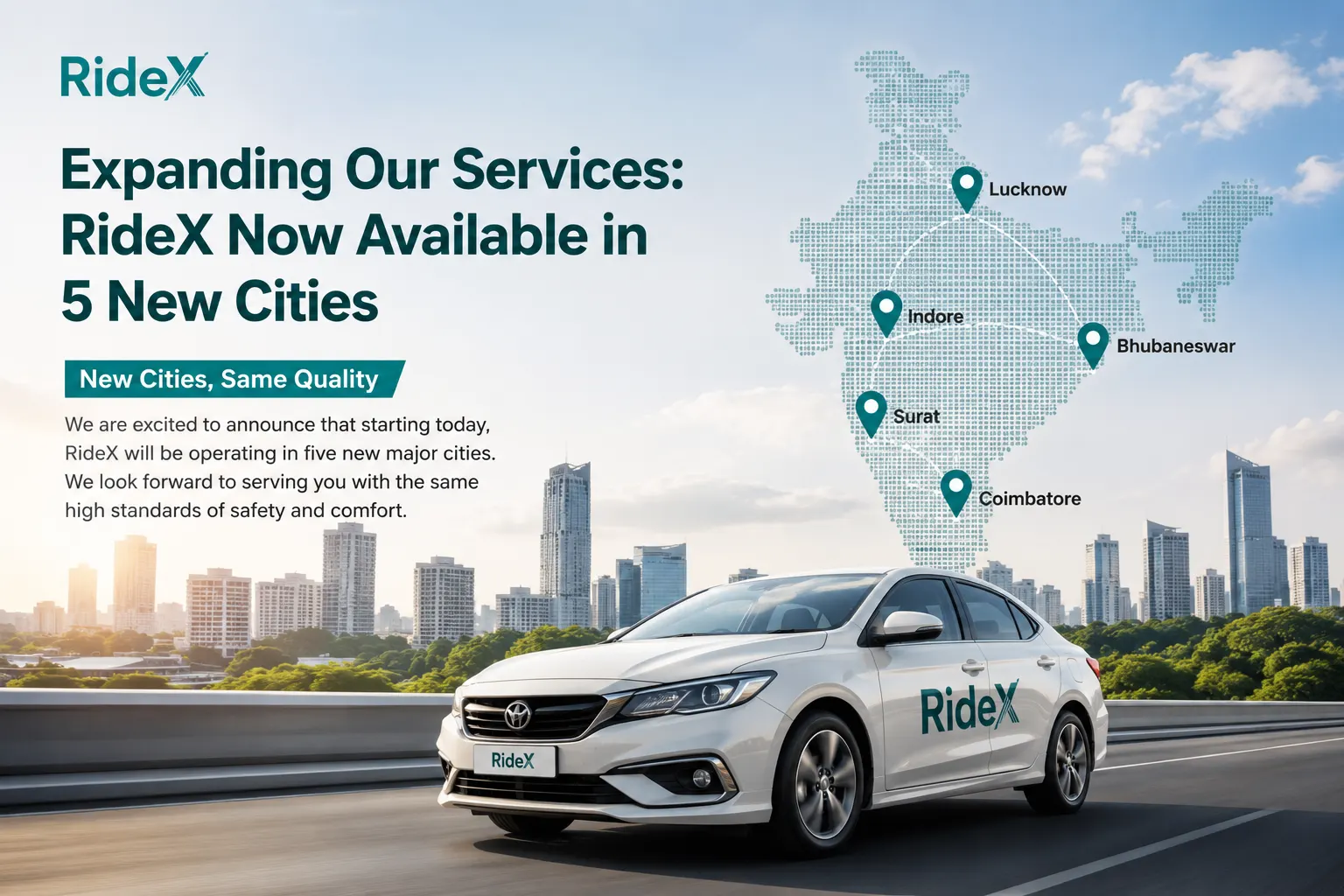 Expanding Our Services: RideX Now Available in 5 New Cities